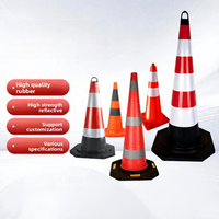 Cono de Tráfico de Goma Resistente de 70 cm con Película Reflectante de Panal de Abeja, Cono de Seguridad Vial de Alta Visibilidad para Construcción de Carreteras