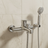 Robinet de douche thermostatique moderne ITALOMIX, monocommande, corps en laiton, valve en céramique, finition argentée polie, à fixer au mur