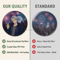 Pin Redondo Lenticular 3D de 58mm con Movimiento de Anime, Imagen Cambiante, Botón de Pin, Broche de Anime para Colección de Fans
