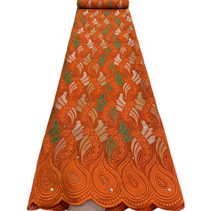 NI.AI Nouvelle Arrivée <span class=keywords><strong>Tissu</strong></span> <span class=keywords><strong>en</strong></span> Dentelle Suisse Africaine Voile Nigérian AsoEbi pour <span class=keywords><strong>Robe</strong></span> de Mariage et de Soirée Broderie Coton avec Strass - Product Image 5