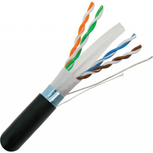 Lan <span class=keywords><strong>FTP</strong></span> CCA cu ngoài trời đen 23AWG cat6 <span class=keywords><strong>FTP</strong></span> mạng cáp bên ngoài 305m <span class=keywords><strong>PVC</strong></span> + PE đôi áo khoác - Product Image 4