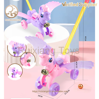 Mini jouets animaux de dessin animé à pousser à la main, licorne pour bébé et tout-petit, jouet à pousser et à tirer, apprentissage précoce, marcheur pour bébé, musique