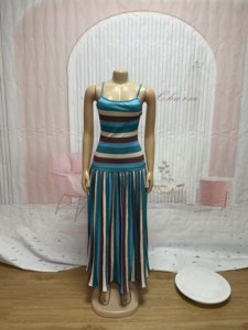 Vestidos a Rayas Dulces de Verano, Modernos para Mujer, Moda 2026, Vestido Maxi Colorido con Tirantes Finos para Vacaciones - Product Image 6