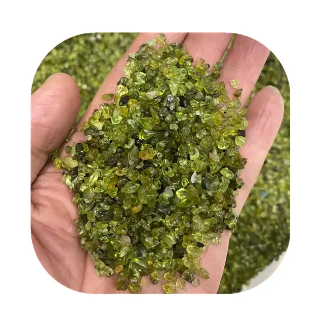 New arrivals 3-5mm loose crystal stone gravels natural green Peridot crystal chips for gift