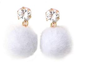 Boucles <span class=keywords><strong>d</strong></span>'oreilles pompon en peluche pour femmes, bijoux féminin, boule en fourrure, cadeau, nouvelle mode - Product Image 2