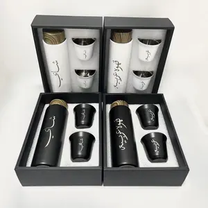 Arabia Gift Set 80ml Insulated Stainless Steel Espresso Coffee Cups with 400ml Metal Thermos Water Bottle Tumbler Mugs
