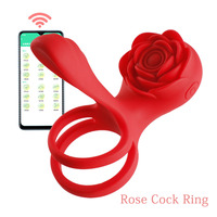 Sexspielzeug für Erwachsene App-gesteuerter Rosen-Vibrator zur Verzögerung der Ejakulation Paar-Vibrator Penisring für Männer-Massage