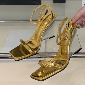 Nouvelles sandales transparentes à talon haut et bout ouvert 2025 – Style européen et américain tendance, légères et antidérapantes, avec talon en verre - Product Image 2