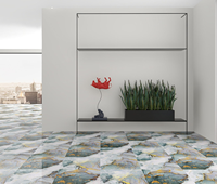 Carreaux de Sol Dalles de Luxe Chinoises Haut de Gamme 60x60 Aspect Marbre Poli Émaillé Brillant Bleu pour Salon 24x24