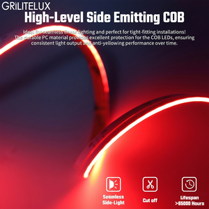 Side Glow High Density <b>RGB</b> COB LED Strip Light 24V 630 LEDs 8mm 10W Flexible for Narrow Groove Lighting - Product Image 4