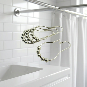 Wholesale Glide Rod <b>Ring</b> Hangers <b>Clip</b> Rust Proof Metal Decorative Bathroom Shower Curtain Hook - Product Image 1