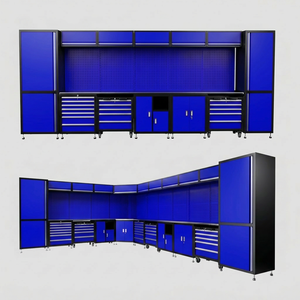 Conjunto de Almacenamiento Modular Metálico de Piso a Techo para Taller Industrial, Panel de Pared con Perforaciones, Combinación de Cajones Múltiples, Herramienta Resistente para Garaje - Product Image 1