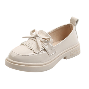 Custom Fringed Single Loafer Shoe Student Bow <b>Flat</b> <b>Point</b> <b>Toe</b> Children's Leather Shoes - Product Image 6