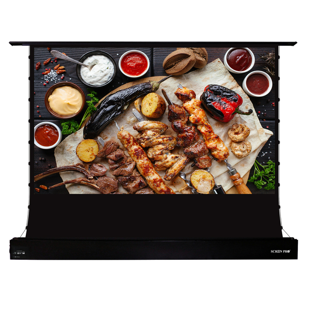 SCREENPRO 92" 100" 110" 120" 135" 150" Floor Rising Motorized Projection Screen with ALR Fabric for Standard Throw Projectors