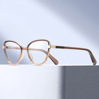 SHINELOT MS 97740 Nouvelle monture de lunettes optiques œil-de-chat en TR90 et métal, anti-lumière bleue, lunettes de vue tendance pour femmes, logo personnalisé