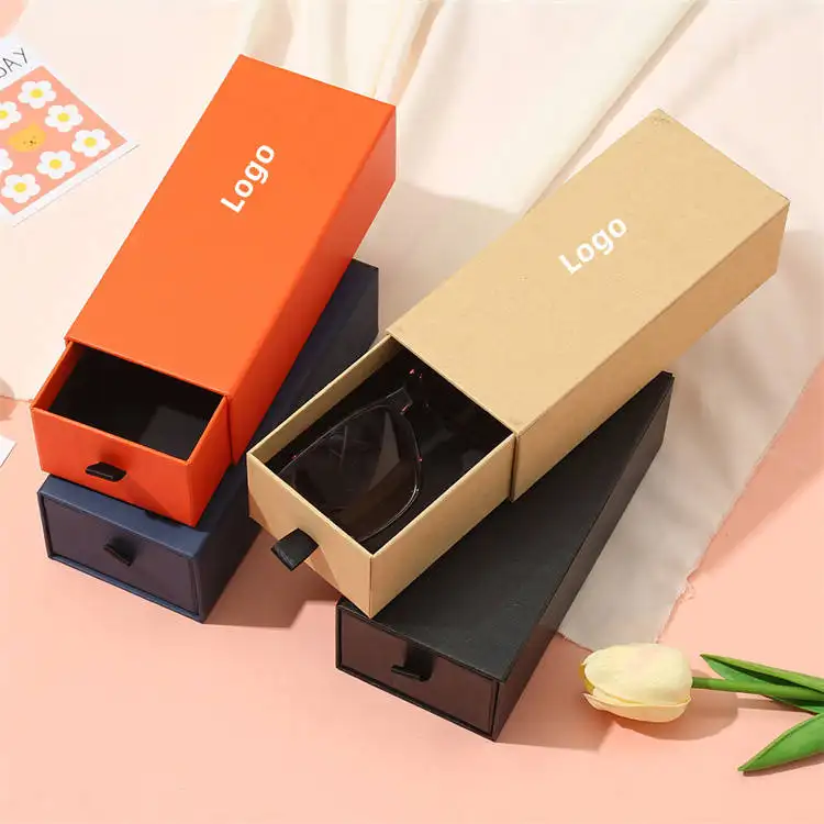 Custom Luxury Kraft Drawer Paper Box for Sunglasses Wholesale Price Eco Hard Paper Gift Box Manufacturers