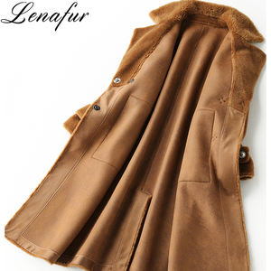 2019 di colore Puro Nuovo di Inverno di stile lungo della cinghia single-petto delle signore granulare faux <span class=keywords><strong>cappotto</strong></span> di <span class=keywords><strong>pelliccia</strong></span> di lana <span class=keywords><strong>cappotto</strong></span> di inverno delle donne - Product Image 2