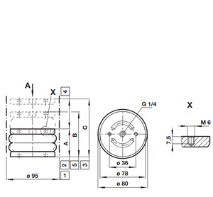กระบอกลมรุ่น PM/31042 ของแท้ แบบกระทำเดี่ยว เส้นผ่านศูนย์กลาง 4-1/2 นิ้ว ระยะชัก 80 มม. ราคาถูก มีสินค้าในสต็อก - Product Image 3