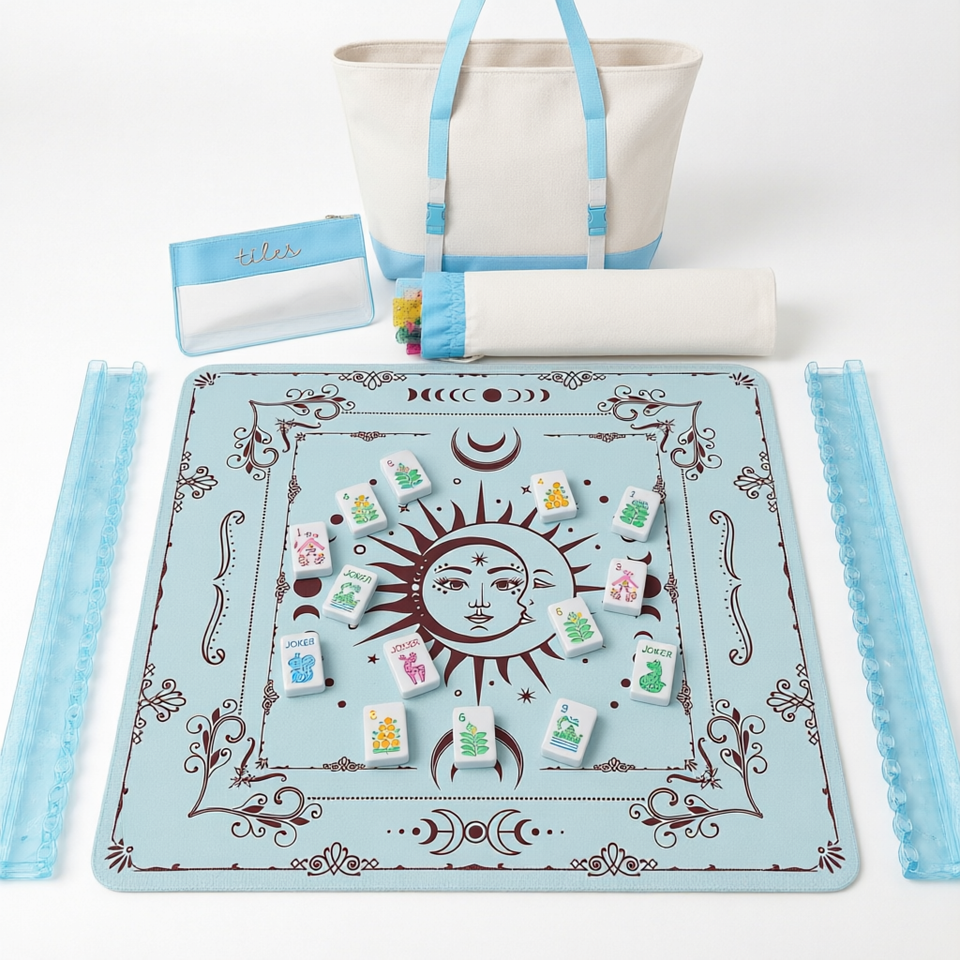 American Mahjong Set Acrylic Tiles Pastel Floral Game Kit Portable 4 ...