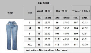 Jeans pour femmes BH1350, taille haute, respirant, style hip-hop, denim uni, design à franges en strass, coupe bootcut, couleur foncée - Product Image 6