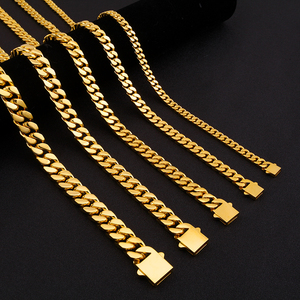 2021 Mode 18K Vergoldete Kubanische Gliederkette Maßgefertigte Edelstahl-Kette Schmuck-Halskette - Product Image 3