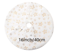 Jupe de sapin de Noël ronde en peluche blanche à motif étoile, 40 cm (16 pouces), pour décoration de fête et de sapin de Noël