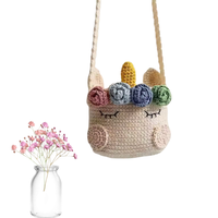 Sac fourre-tout vintage d'été tendance, motif licorne au crochet mignon, fait main, 100% coton biologique, pompon, prix bas, vente en gros, Vietnam