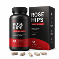 Vitamine C d'origine végétale, cynorrhodon 1000 mg en capsules, poudre de Rosa Canina standardisée avec Acerola pour la beauté et le bien-être quotidiens