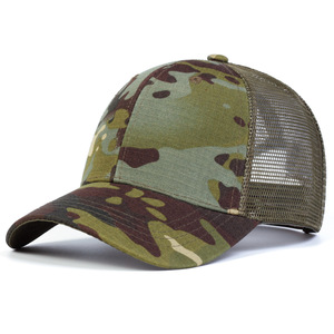 Cappello da camionista in rete mimetica traspirante con visiera curva, berretto da baseball regolabile in rete mimetica per sport all'aperto, diversi colori - Product Image 2