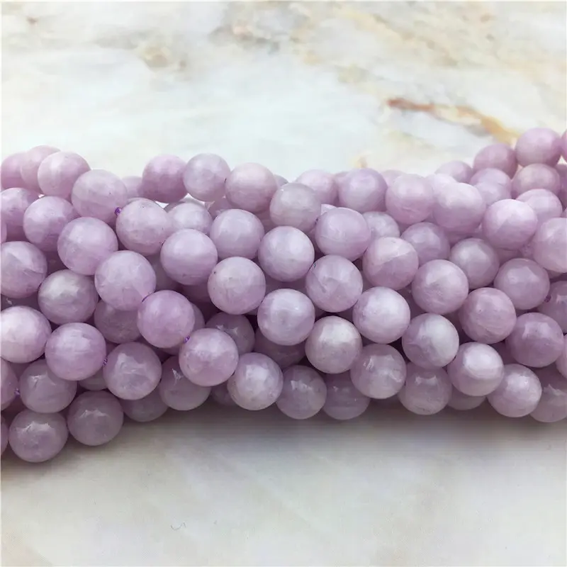 Top Grade Natural Roxo Kunzite Pedra Beads Liso Loose Rodada Noble Róseo Spodumene Beads 6/8/10MM Pedra Atacado