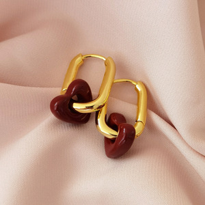 Pendientes de plata de primera ley con forma de corazón para mujer, aretes, aros, aros, oro de 18 quilates, 18K, Estilo Vintage - Product Image 5