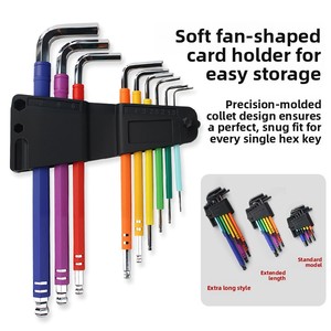 Jeu de clés Allen à <span class=keywords><strong>double</strong></span> extrémité en acier allié pliable LXD Factory CRV, 9 pièces/jeu, <span class=keywords><strong>clé</strong></span> hexagonale portable, DIY OEM - Product Image 5