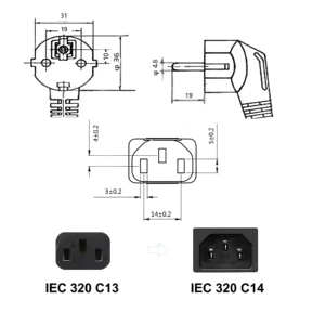Chất lượng cao EU điện mở rộng tiêu chuẩn 2pin Châu Âu IEC320 C13 10A/6A tinh khiết Đồng cáp điện cắm cho máy tính sử dụng - Product Image 3