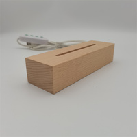 Support de lampe rectangulaire 3D LED en gros avec interrupteur à bascule, alimenté par piles, en hêtre, douille E27 GU10, certifié CE