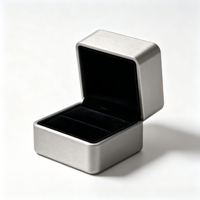 Boîte à bijoux en aluminium brossé mat de qualité supérieure, avec couvercle à friction, doublée de velours, coffret cadeau