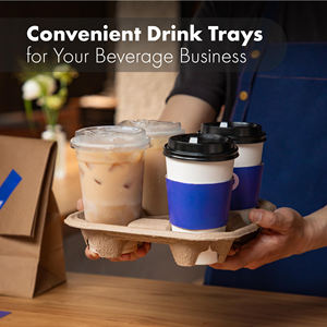 Plateaux porte-gobelets en fibre de pulpe pour 2 tasses, porte-gobelets biodégradable, porte-gobelets jetable pour la livraison - Product Image 5
