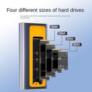 Özelleştirilmiş Alüminyum Alaşımlı Çift Protokollü Mobil Hard Disk Kutusu, NVMe/NGFF SSD için USB3.2gen2 * <span class=keywords><strong>2</strong></span> Portlu - Product Image 2