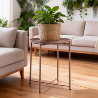 Table d'appoint industrielle personnalisée, structure en fer résistante à la rouille, table à boissons compacte et écologique pour petits espaces, salon, hôtel