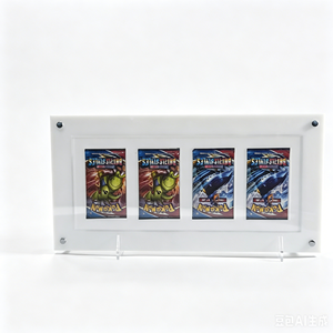 Clear Acrylic 4-Slot Card Display <b>Frame</b> Horizontal <b>Floating</b> Shelf with Magnetic Closure - Product Image 3