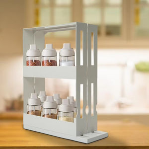 Étagère à épices coulissante réglable en plastique pivotante avec design et capacité multifonctionnels - Product Image 1