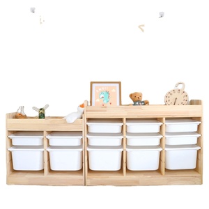 Baby Wardrobe Child Bedroom Kindergarten Solid Wooden Shelf Kids Cabinet Toy Storage Organizer