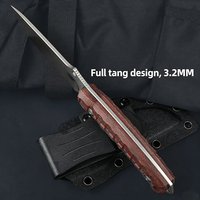 Couteau de survie en acier 14C28N haute dureté avec manche en Micarta, lame fixe, couteau de collection, couteau cadeau avec étui Kydex