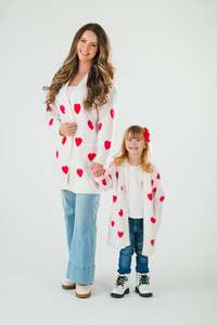 Mommy <strong>and</strong> Me Valentine's Day Baby Clothes Heart Pattern Long Sleeve Cardigan Girls Sweater Family <strong>Matching</strong> <strong>Outfits</strong> Wholesale - Product Image 4