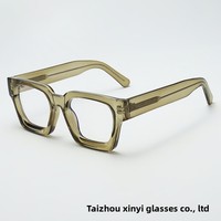 Monture optique en acétate à bords larges et épais, style punk haut de gamme, unisexe, verres PC anti-lumière bleue, logo personnalisé