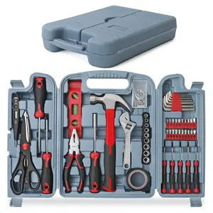 54pc Red Home & Office DIY Hand Tool Kit Set Complete All Household Improvement Repairs in a Portable Tool Box. OEM ODM Ready