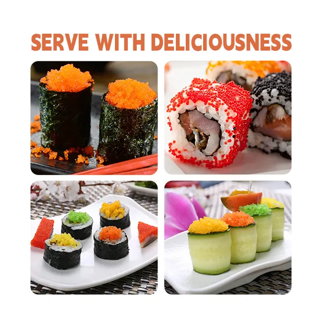 Vendita diretta in fabbrica 500g ristorante di sushi di alta qualità arancione verde nero giallo rosso uova di pesce volante
