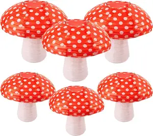 DIY Handmade Lantern Mushroom Shaped Paper Lanterns 3D Mushroom Paper Lanterns for Garden Decoration