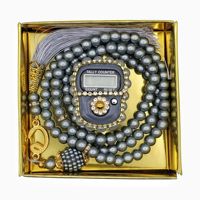 Cadeaux musulmans de luxe 99 perles de prière en verre Tasbeeh Compteur numérique visible Boîte Tasbih Ensemble cadeau
