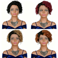 Perruque Pixie Lace Frontale Économique pour Cheveux Bouclés Coupe French Curl, Cheveux Humains Brésiliens Naturels Remy pour Femmes Noires