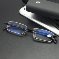 Nouvelle mode lunettes de lecture à demi-monture mince boîte de mode portable transparente Anti lumière bleue vente directe d'usine pour hommes femmes